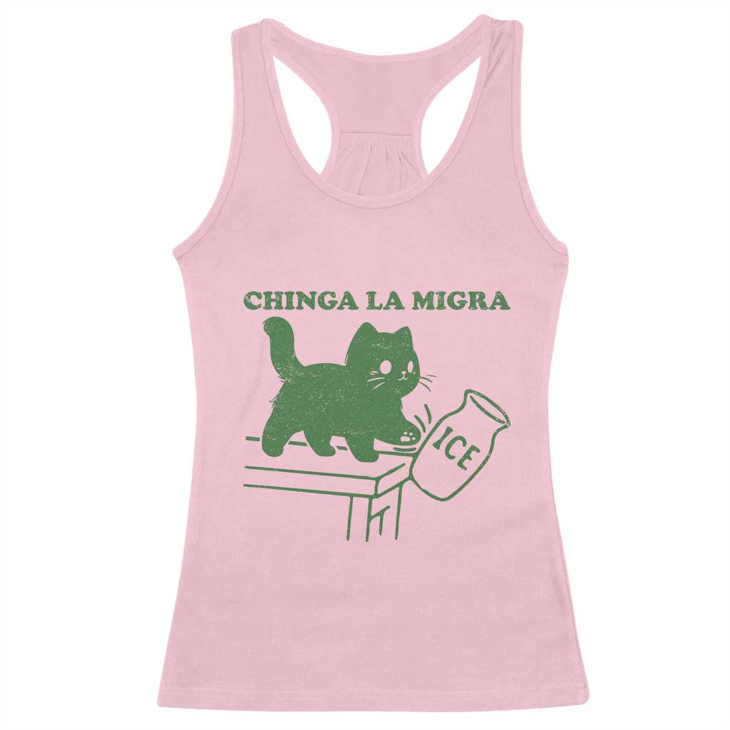 Chinga la Migra Racerback Tank Top Funny Subtle FDT Cat Meme TS10 Light Pink Print Your Wear