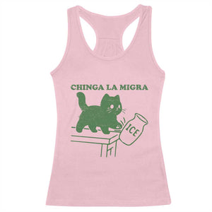 Chinga la Migra Racerback Tank Top Funny Subtle FDT Cat Meme TS10 Light Pink Print Your Wear