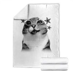 Funny Y2k Cat Meme Throw Blanket Vintage Retro Silly Cats Cats lover Gift TS10 White Print Your Wear