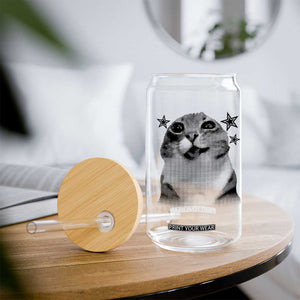 Funny Y2k Cat Meme Glass Can Vintage Retro Silly Cats Cats lover Gift TS10 Print Your Wear