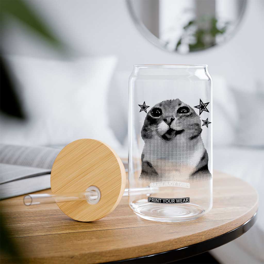 Funny Y2k Cat Meme Glass Can Vintage Retro Silly Cats Cats lover Gift TS10 Print Your Wear
