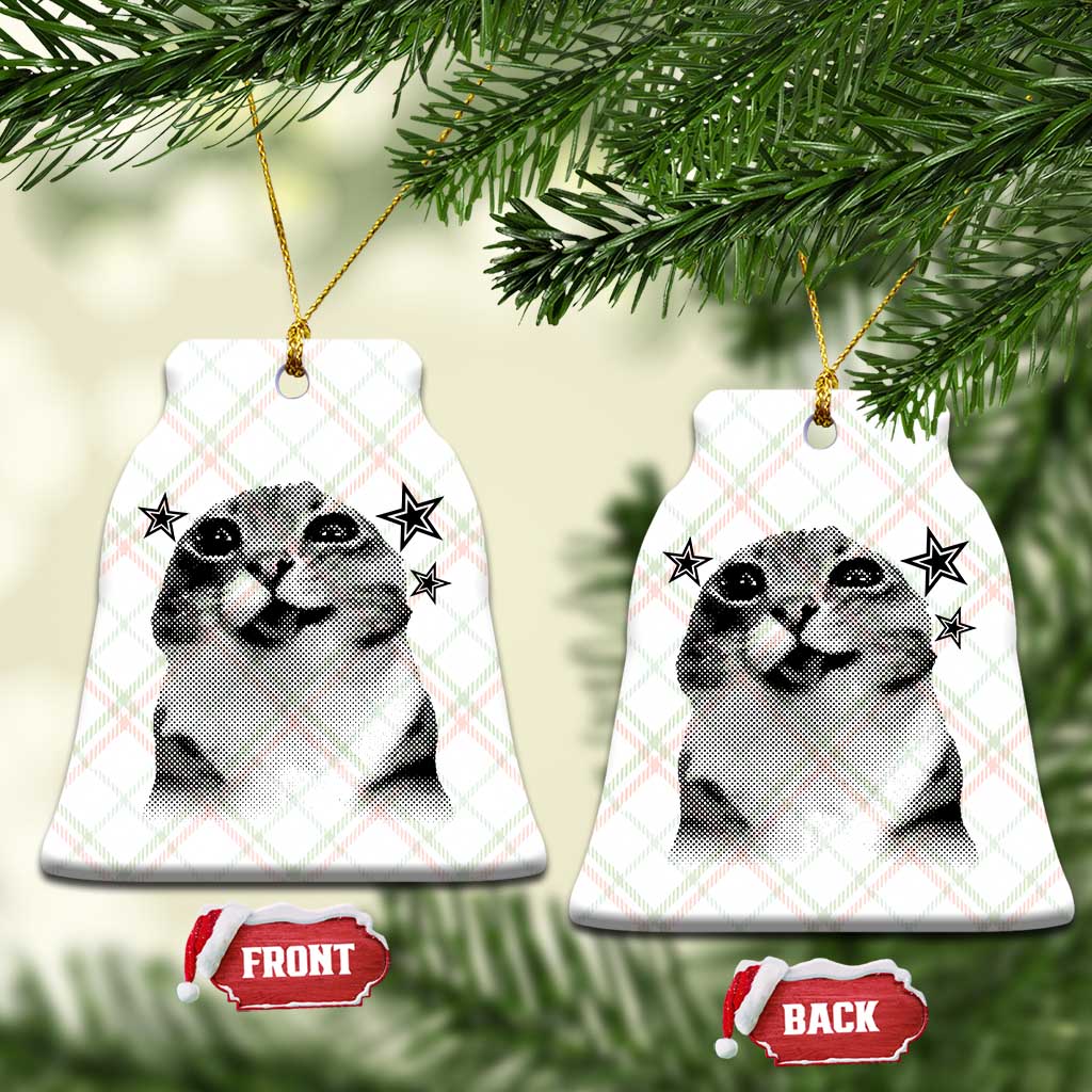 Funny Y2k Cat Meme Ceramic Ornament Vintage Retro Silly Cats Cats lover Gift TS10 Print Your Wear