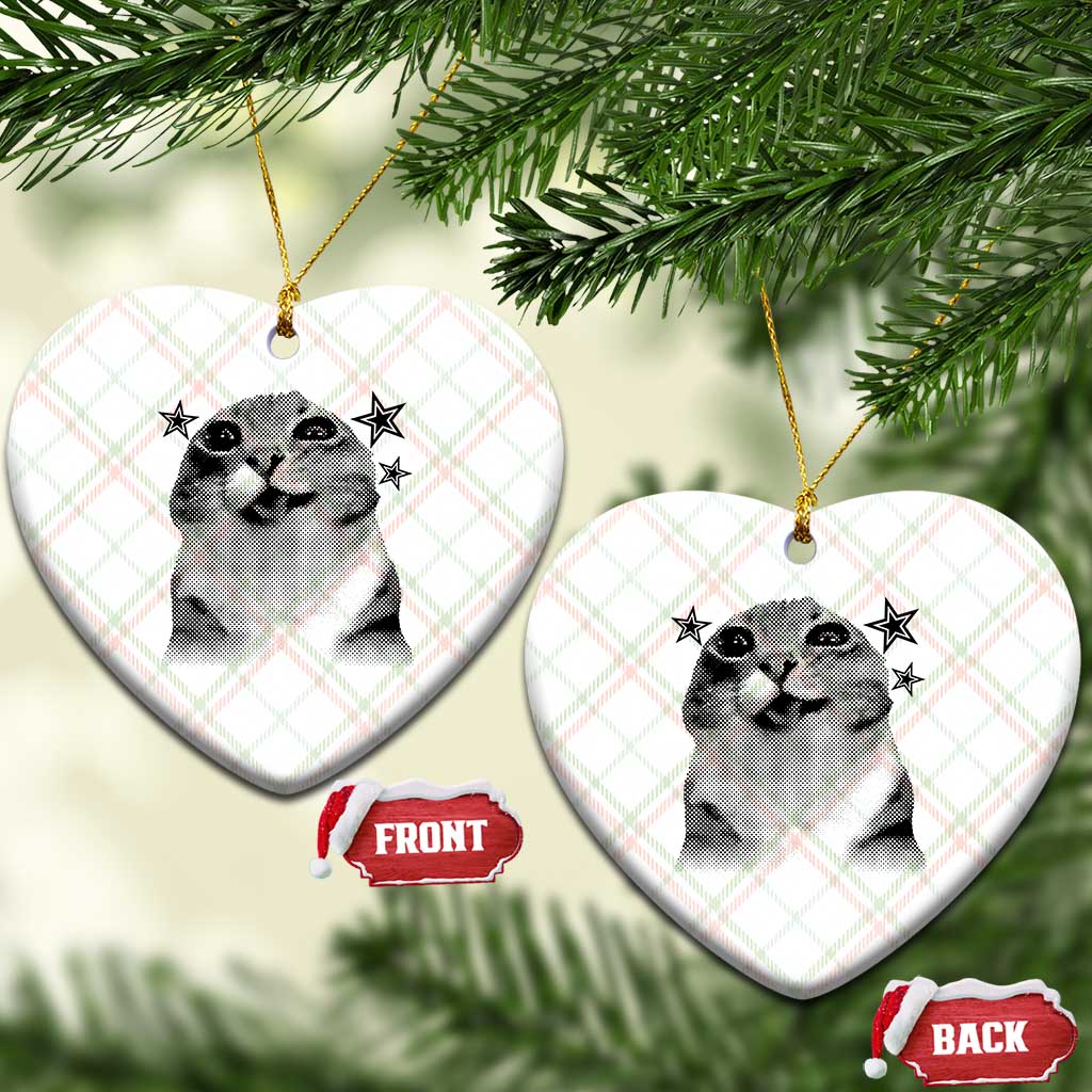 Funny Y2k Cat Meme Ceramic Ornament Vintage Retro Silly Cats Cats lover Gift TS10 Print Your Wear