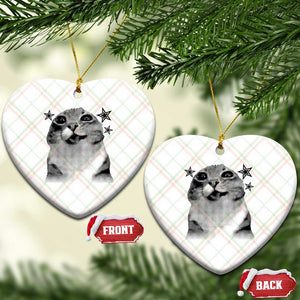 Funny Y2k Cat Meme Ceramic Ornament Vintage Retro Silly Cats Cats lover Gift TS10 Print Your Wear