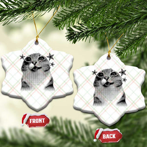Funny Y2k Cat Meme Ceramic Ornament Vintage Retro Silly Cats Cats lover Gift TS10 Print Your Wear
