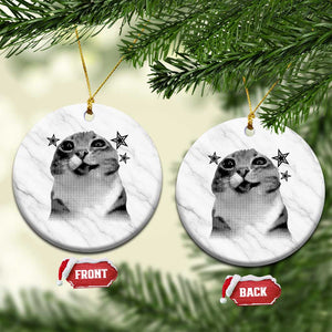 Funny Y2k Cat Meme Ceramic Ornament Vintage Retro Silly Cats Cats lover Gift TS10 1pc White Marble Print Your Wear