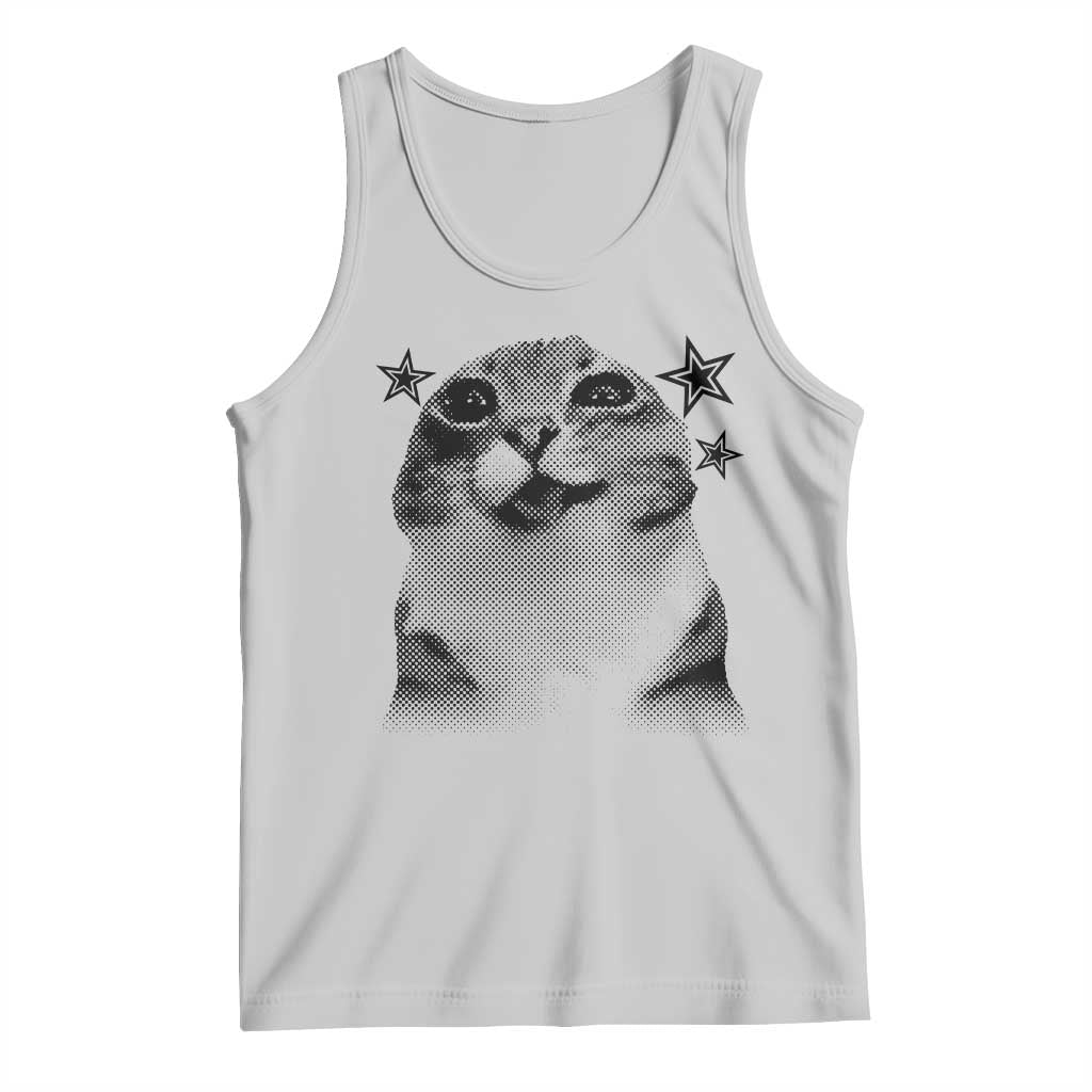 Funny Y2k Cat Meme Tank Top Vintage Retro Silly Cats Cats lover Gift TS10 Ash Print Your Wear