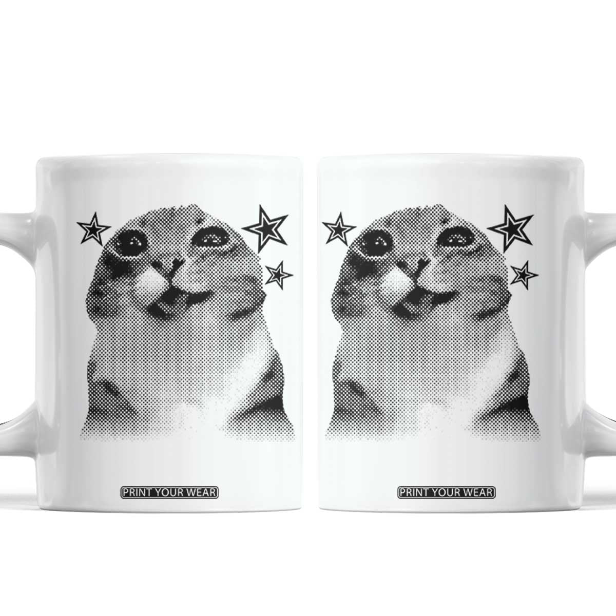 Funny Y2k Cat Meme Coffee Mug Vintage Retro Silly Cats Cats lover Gift TS10 White Print Your Wear