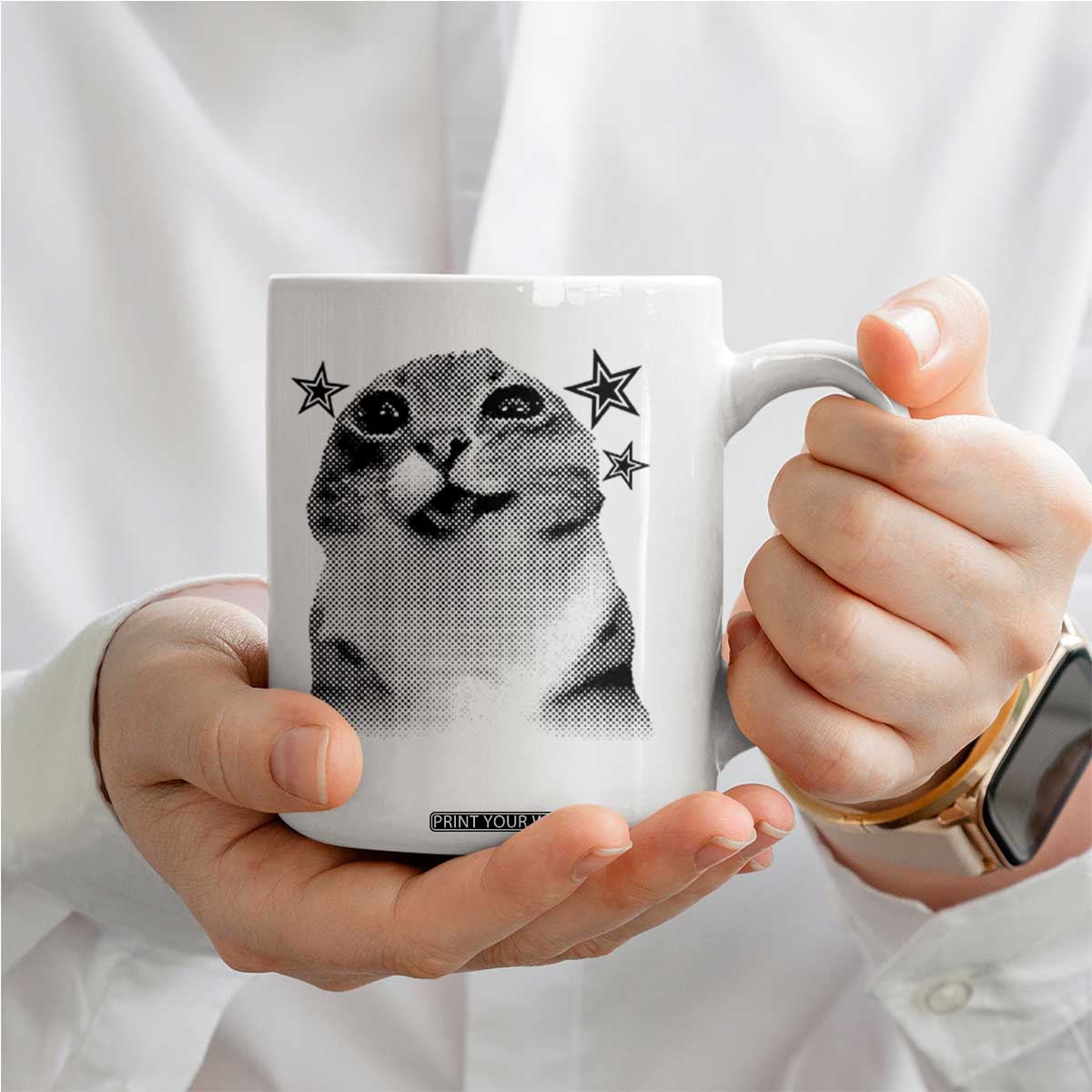 Funny Y2k Cat Meme Coffee Mug Vintage Retro Silly Cats Cats lover Gift TS10 Print Your Wear