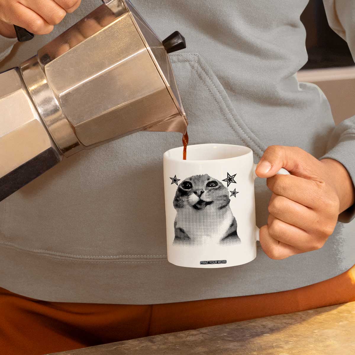 Funny Y2k Cat Meme Coffee Mug Vintage Retro Silly Cats Cats lover Gift TS10 Print Your Wear