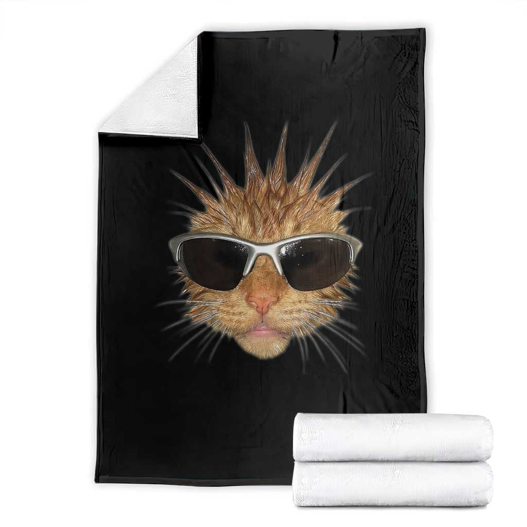 Funny Y2k Retro Cat Meme Throw Blanket Vintage Cat Edgy Retro 90s Streetwear TS10 Black Print Your Wear