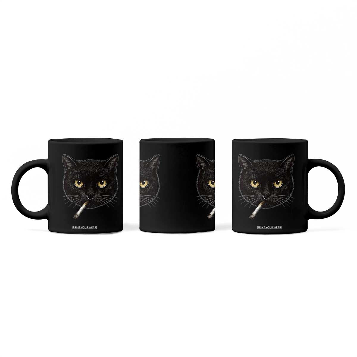 Smoking Cat Y2K Coffee Mug Vintage Black Cat Edgy Retro 90s Grunge TS10 Print Your Wear