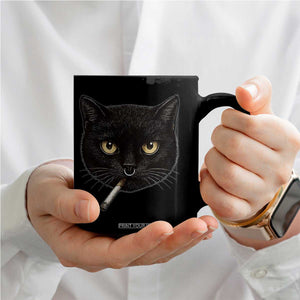 Smoking Cat Y2K Coffee Mug Vintage Black Cat Edgy Retro 90s Grunge TS10 Print Your Wear