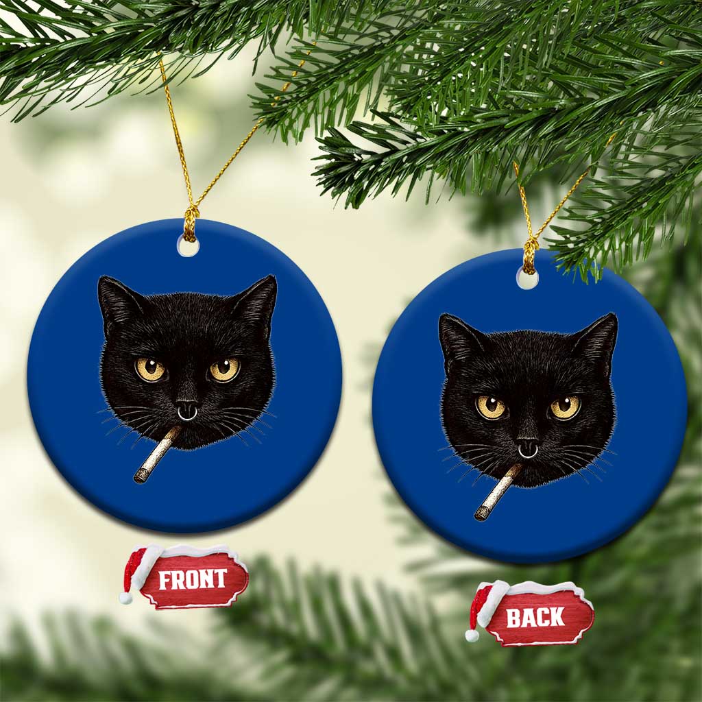 Smoking Cat Y2K Ceramic Ornament Vintage Black Cat Edgy Retro 90s Grunge TS10 1pc Blue Print Your Wear