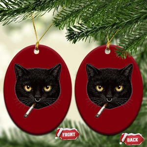 Smoking Cat Y2K Ceramic Ornament Vintage Black Cat Edgy Retro 90s Grunge TS10 Print Your Wear