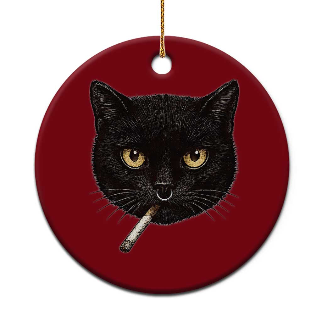 Smoking Cat Y2K Ceramic Ornament Vintage Black Cat Edgy Retro 90s Grunge TS10 1pc Red Print Your Wear
