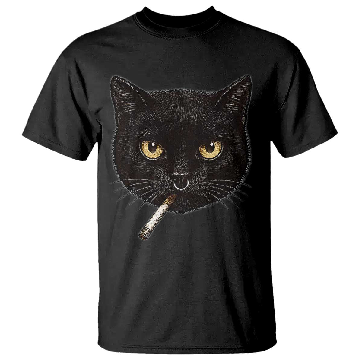 Smoking Cat Y2K T Shirt Vintage Black Cat Edgy Retro 90s Grunge TS10 Black Print Your Wear
