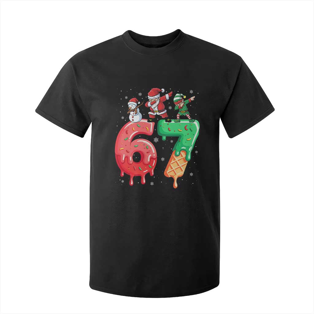 67 Six Seven Christmas T Shirt For Kid Funny Dabbing Santa Elf Friends 6 7 Meme Gen Alpha Slang TS10 Black Print Your Wear