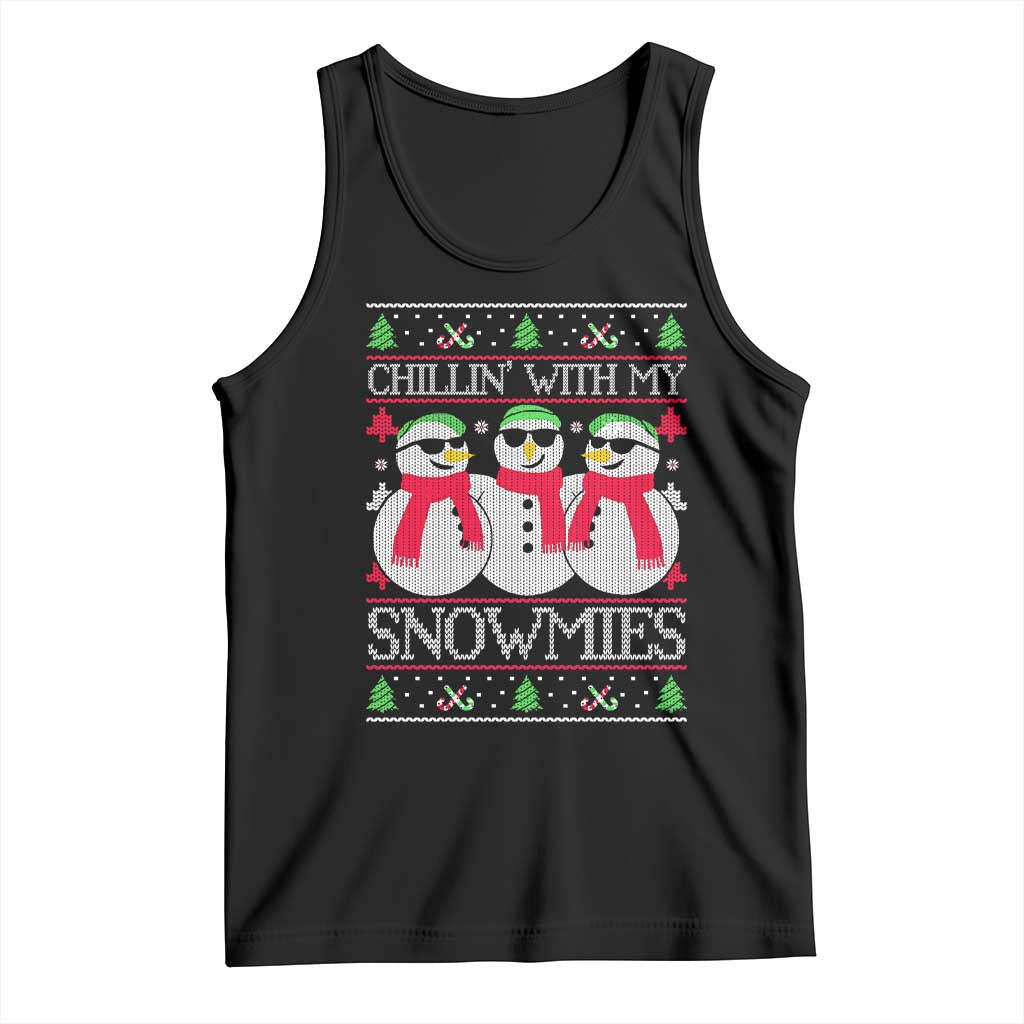 Chillin With My Snowmies Tank Top Funny Snowman Christmas Kids Boys Ugly Xmas TS10 Black Print Your Wear