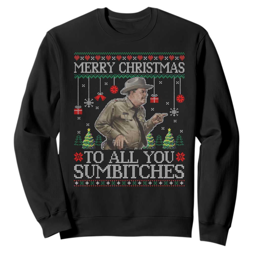 Merry Christmas Sumbitches Sweatshirt Funny Smokey Retro 80s Movie The Bandit Ugly Xmas TS10 Black Print Your Wear