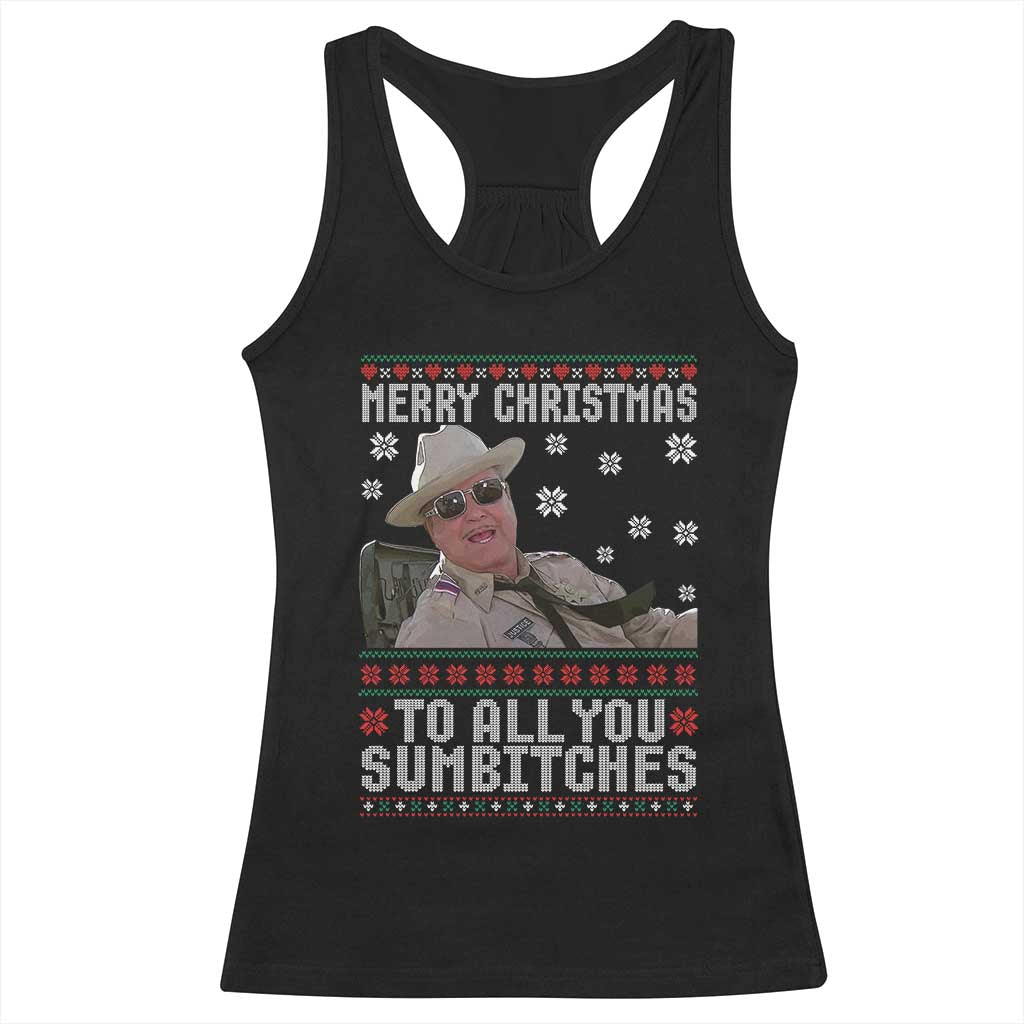 Merry Christmas To All You Sumbitches Racerback Tank Top Funny Ugly Xmas Retro 80s Movie TS10 Black Print Your Wear