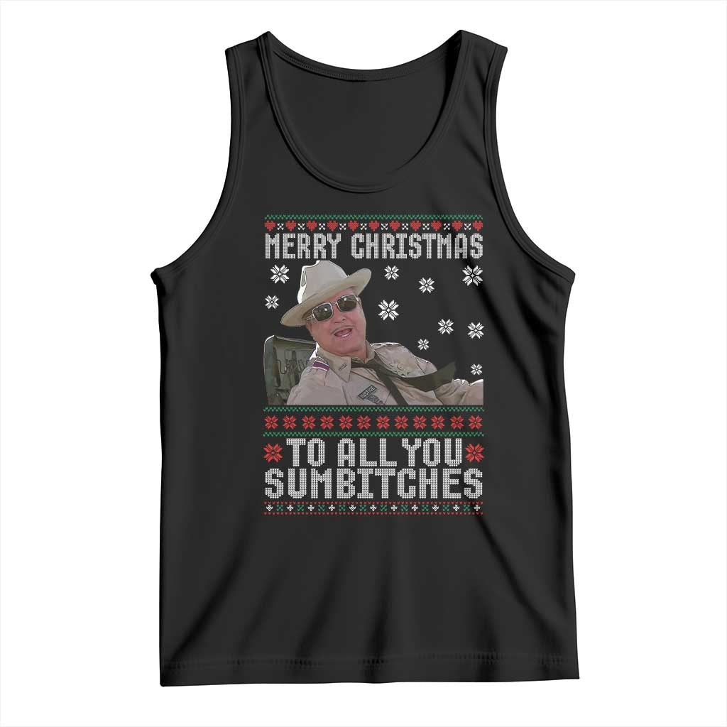 Merry Christmas To All You Sumbitches Tank Top Funny Ugly Xmas Retro 80s Movie TS10 Black Print Your Wear