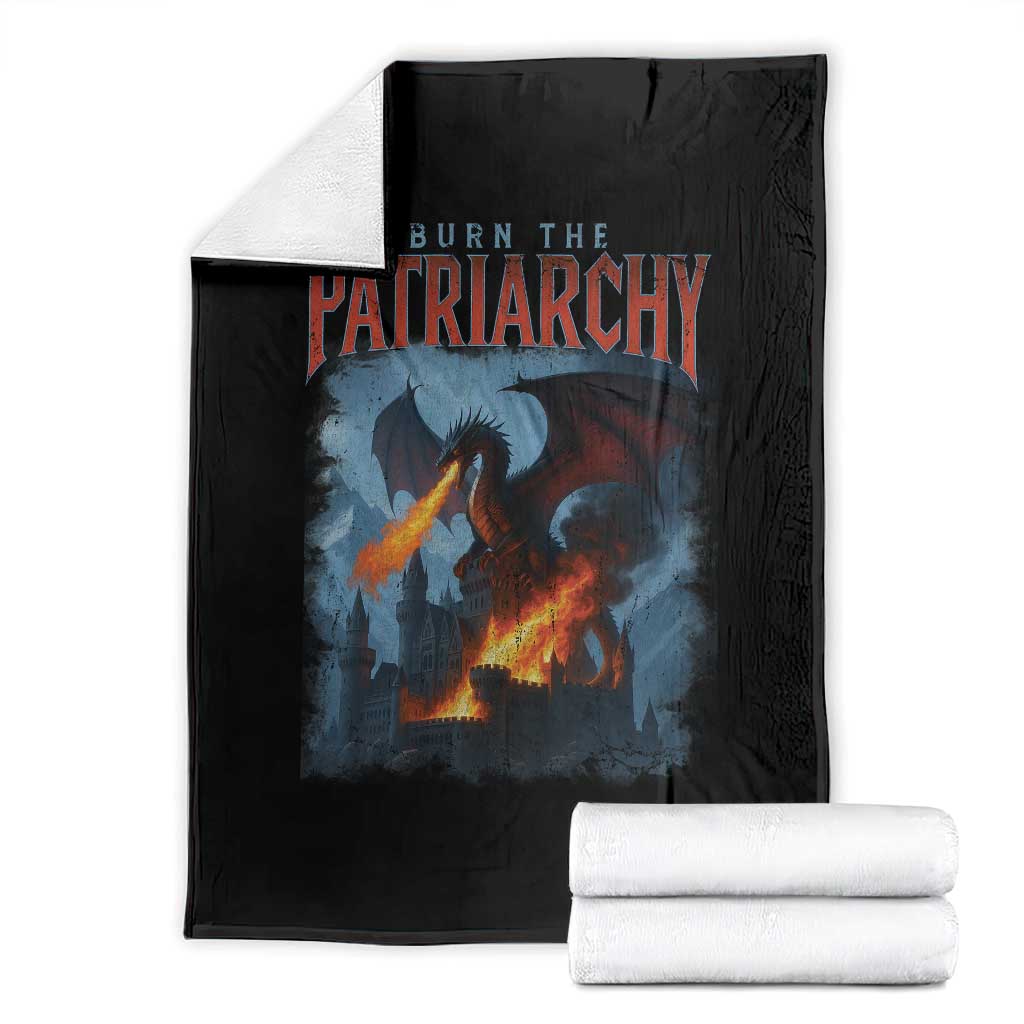 Vintage 90s Feminism Dragon Throw Blanket Burn the Patriarchy TS10 Black Print Your Wear