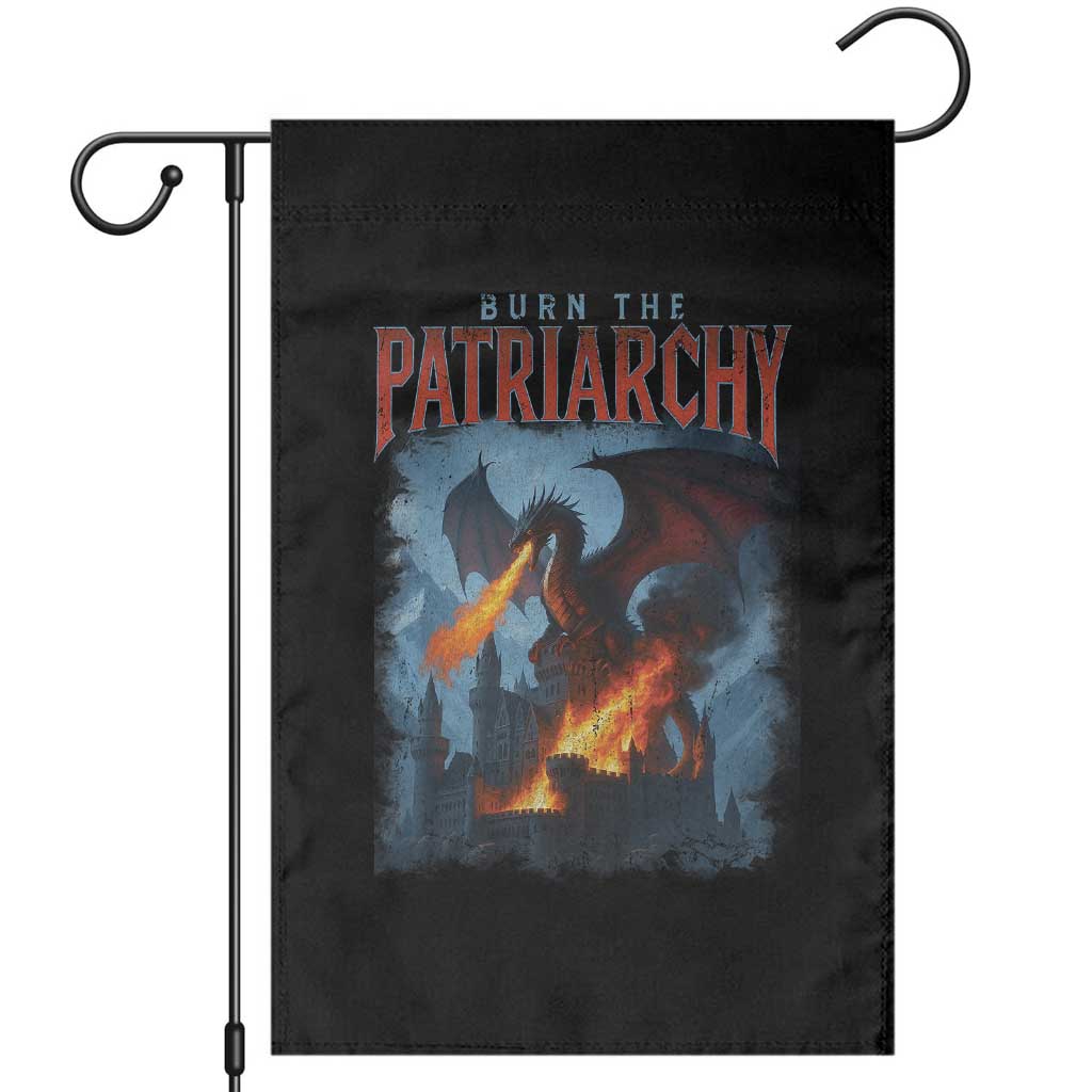 Vintage 90s Feminism Dragon Garden Flag Burn the Patriarchy TS10 Black Print Your Wear