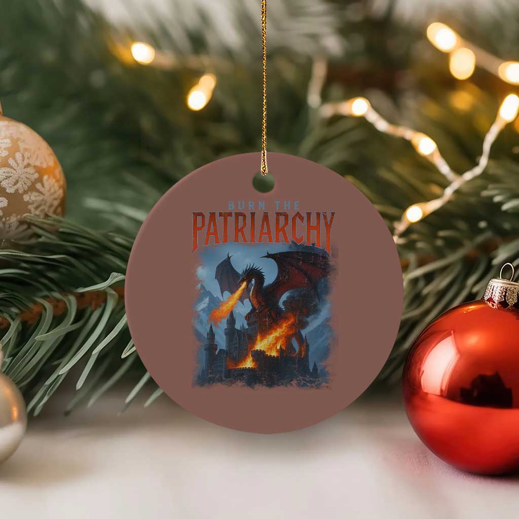 Vintage 90s Feminism Dragon Ceramic Ornament Burn the Patriarchy TS10 1pc Mocha Print Your Wear