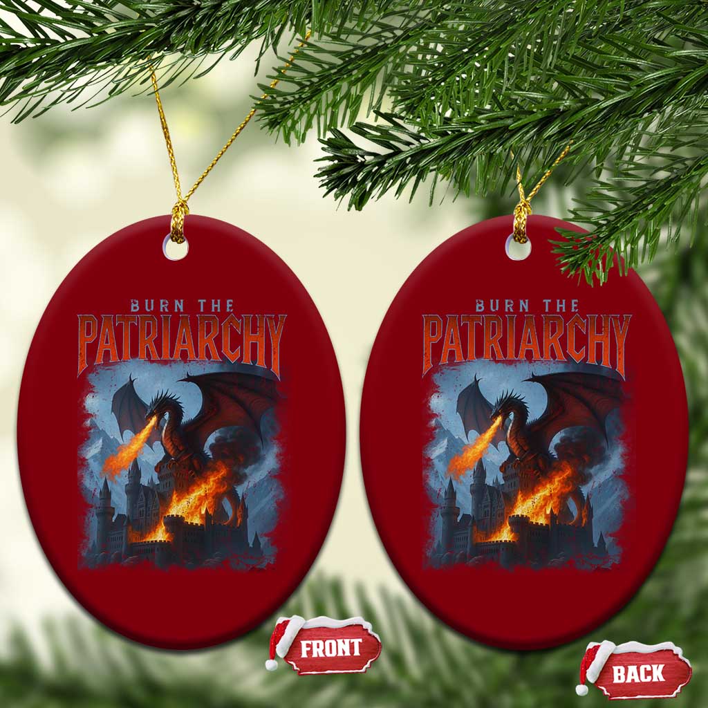 Vintage 90s Feminism Dragon Ceramic Ornament Burn the Patriarchy TS10 Print Your Wear