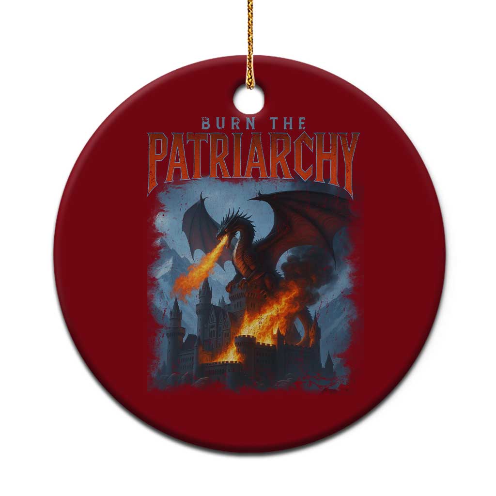 Vintage 90s Feminism Dragon Ceramic Ornament Burn the Patriarchy TS10 1pc Red Print Your Wear
