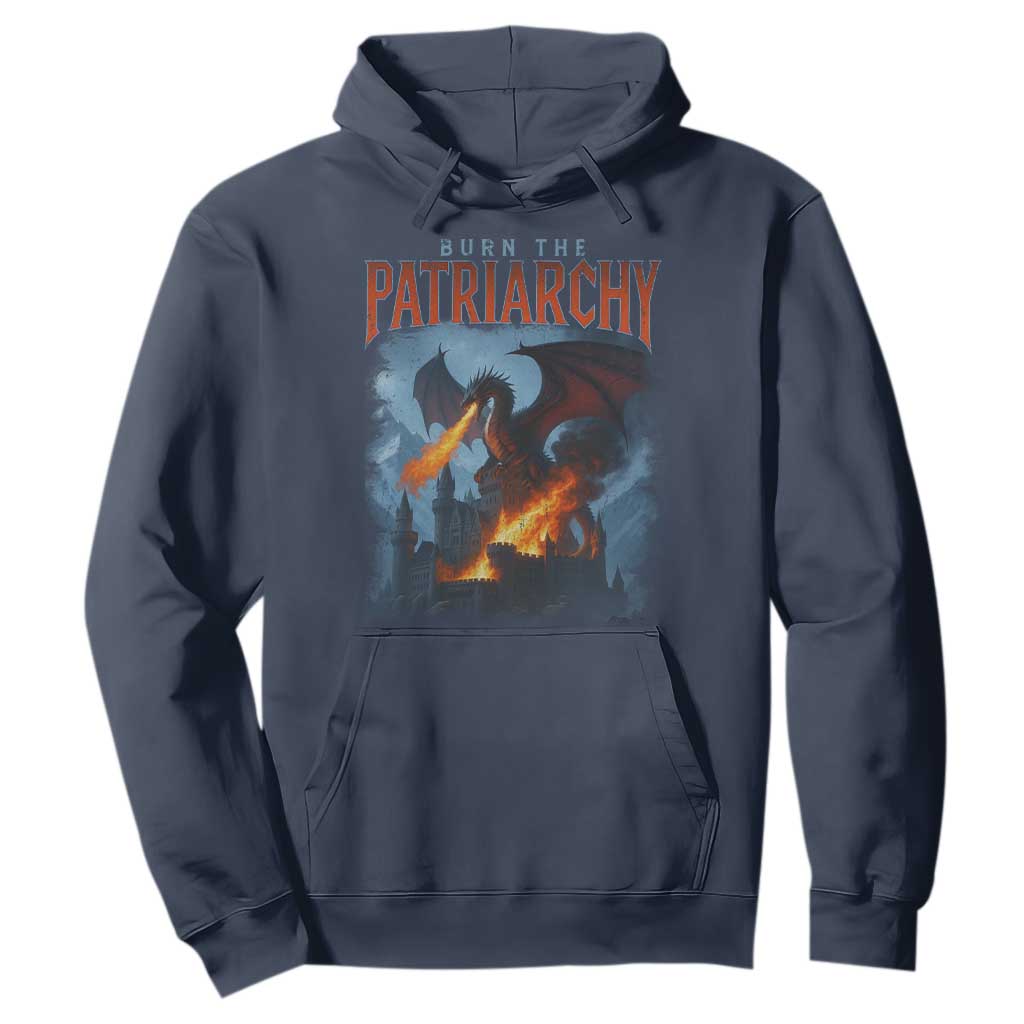 Vintage 90s Feminism Dragon Hoodie Burn the Patriarchy TS10 Navy Print Your Wear