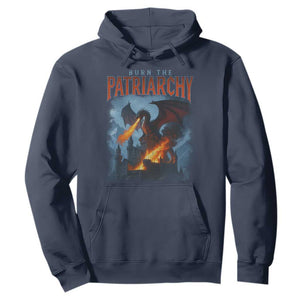 Vintage 90s Feminism Dragon Hoodie Burn the Patriarchy TS10 Navy Print Your Wear