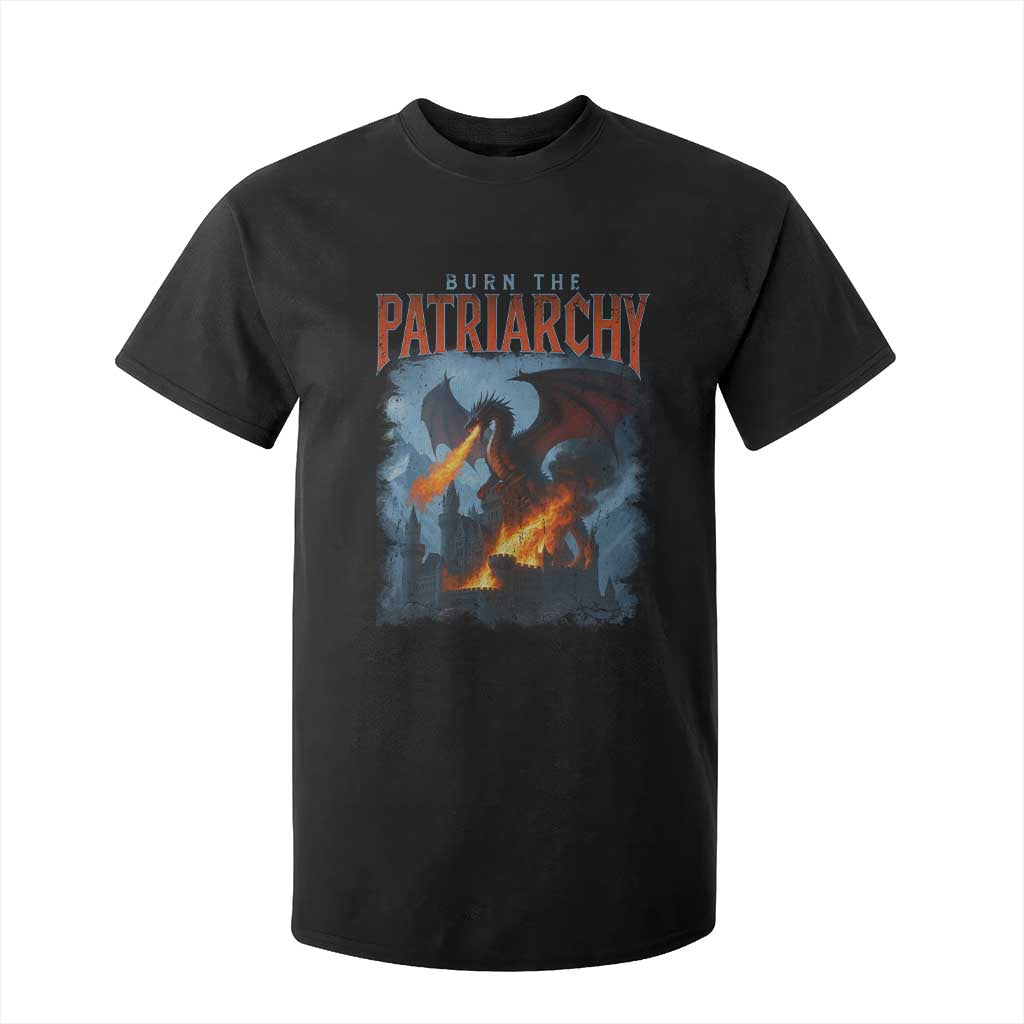Vintage 90s Feminism Dragon T Shirt For Kid Burn the Patriarchy TS10 Black Print Your Wear