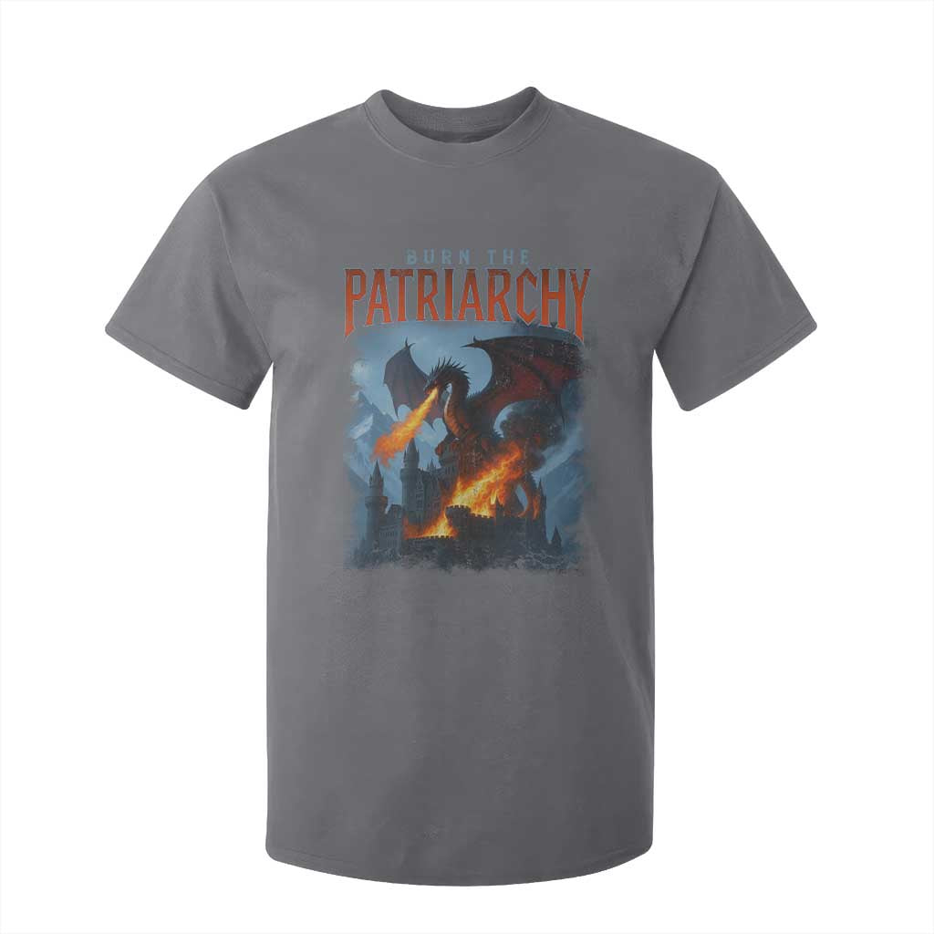 Vintage 90s Feminism Dragon T Shirt For Kid Burn the Patriarchy TS10 Charcoal Print Your Wear