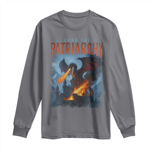 Vintage 90s Feminism Dragon Long Sleeve Shirt Burn the Patriarchy TS10 Charcoal Print Your Wear