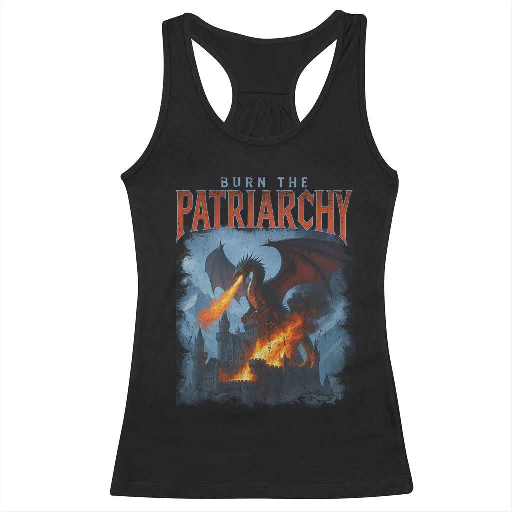 Vintage 90s Feminism Dragon Racerback Tank Top Burn the Patriarchy TS10 Black Print Your Wear