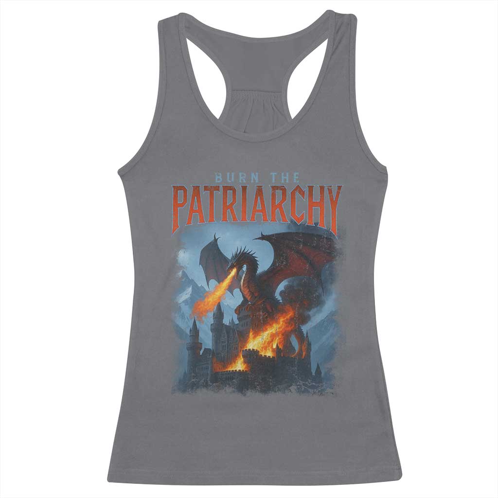 Vintage 90s Feminism Dragon Racerback Tank Top Burn the Patriarchy TS10 Charcoal Print Your Wear