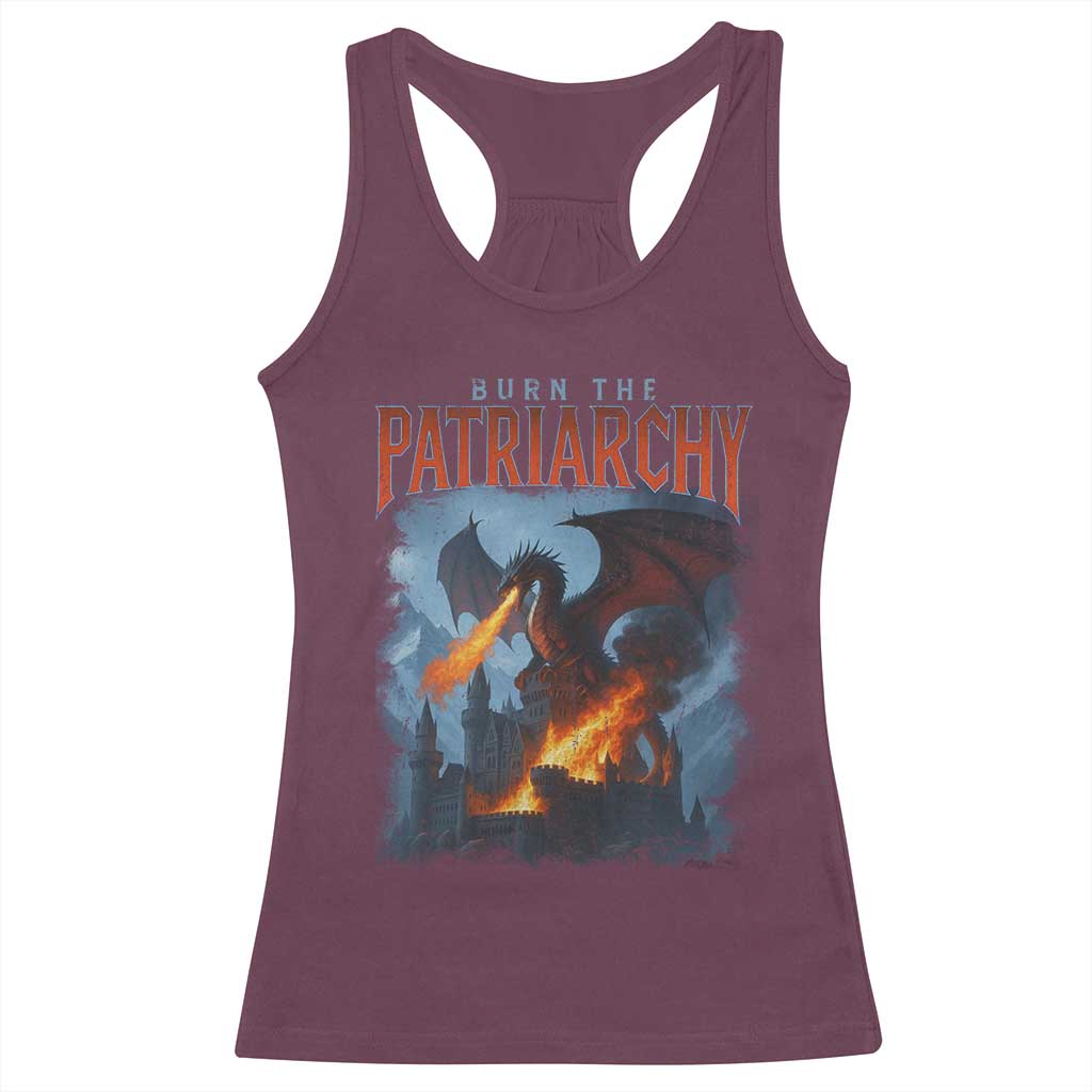 Vintage 90s Feminism Dragon Racerback Tank Top Burn the Patriarchy TS10 Maroon Print Your Wear