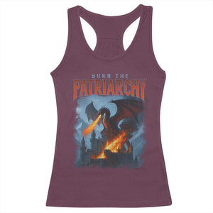 Vintage 90s Feminism Dragon Racerback Tank Top Burn the Patriarchy TS10 Maroon Print Your Wear