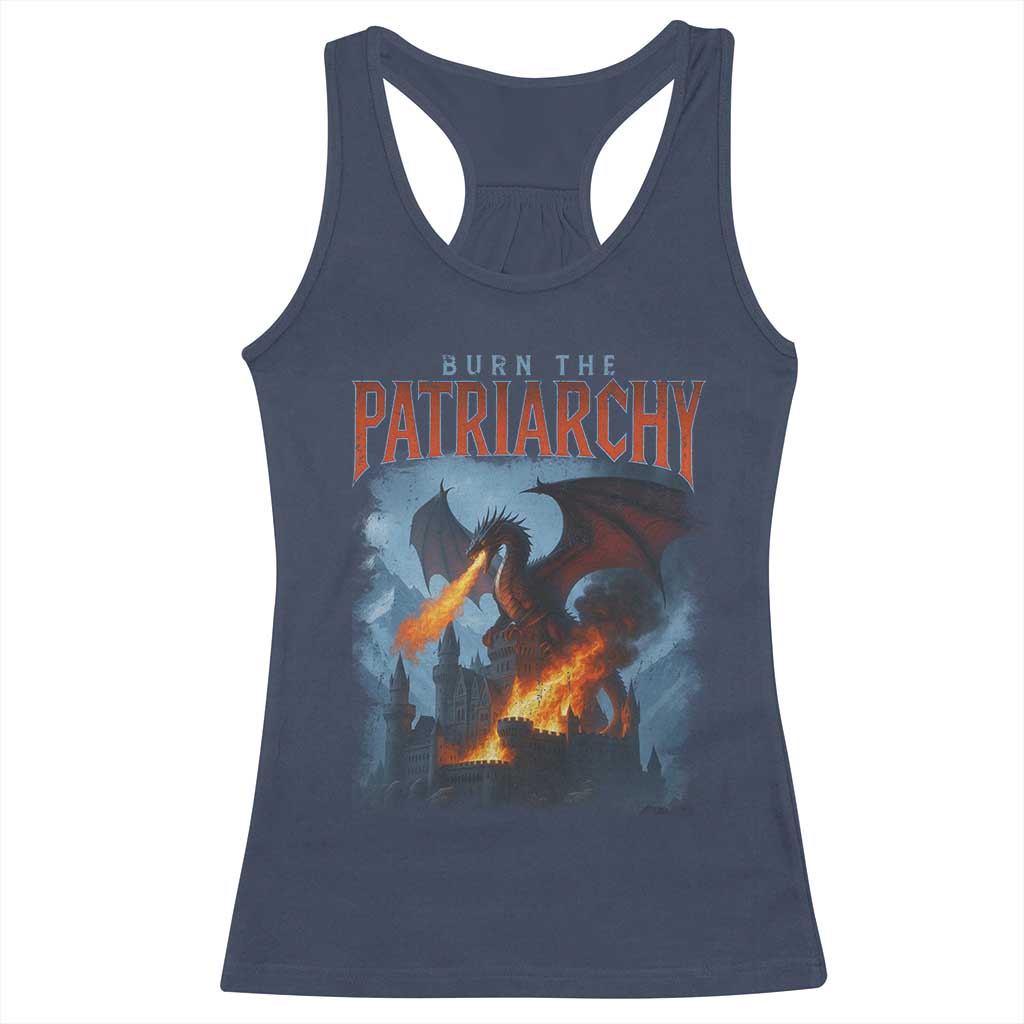 Vintage 90s Feminism Dragon Racerback Tank Top Burn the Patriarchy TS10 Navy Print Your Wear