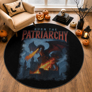 Vintage 90s Feminism Dragon Round Rug Burn the Patriarchy