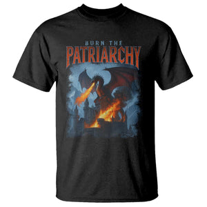 Vintage 90s Feminism Dragon T Shirt Burn the Patriarchy TS10 Black Print Your Wear