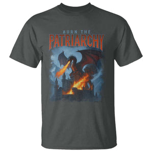 Vintage 90s Feminism Dragon T Shirt Burn the Patriarchy TS10 Dark Heather Print Your Wear