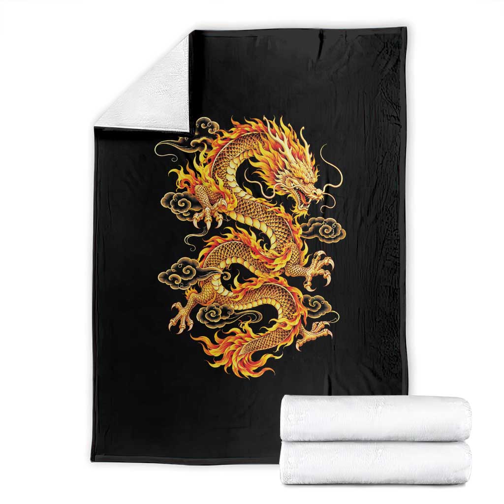 Traditional Chinese Dragon Throw Blanket Asian Mythology Symbol of Power and Strength