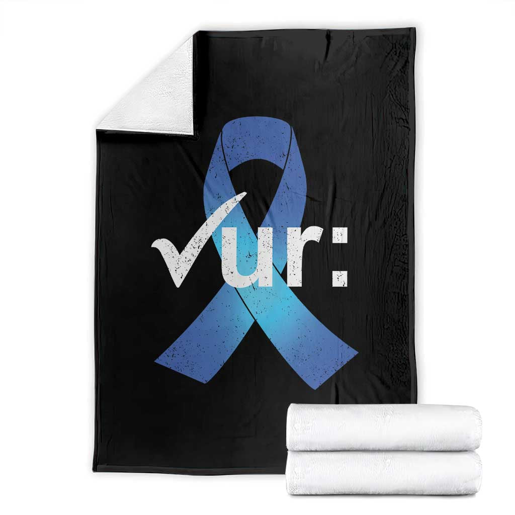 Colon Cancer Awareness Throw Blanket Blue Ribbon Colonoscopy Colorectal TS10 Black Print Your Wear