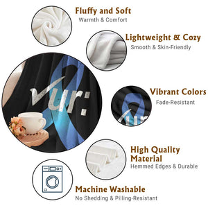 Colon Cancer Awareness Throw Blanket Blue Ribbon Colonoscopy Colorectal TS10 Print Your Wear