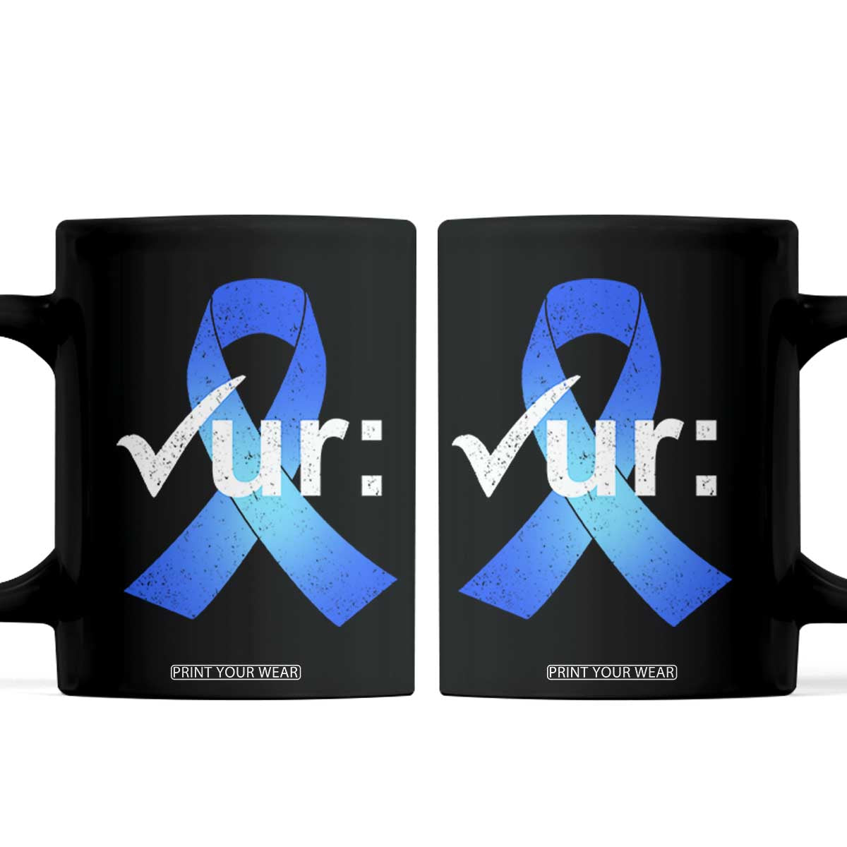 Colon Cancer Awareness Coffee Mug Blue Ribbon Colonoscopy Colorectal TS10 Black Print Your Wear