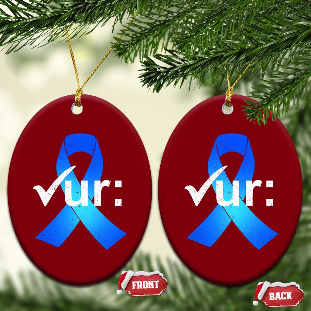 Colon Cancer Awareness Ceramic Ornament Blue Ribbon Colonoscopy Colorectal TS10 Print Your Wear
