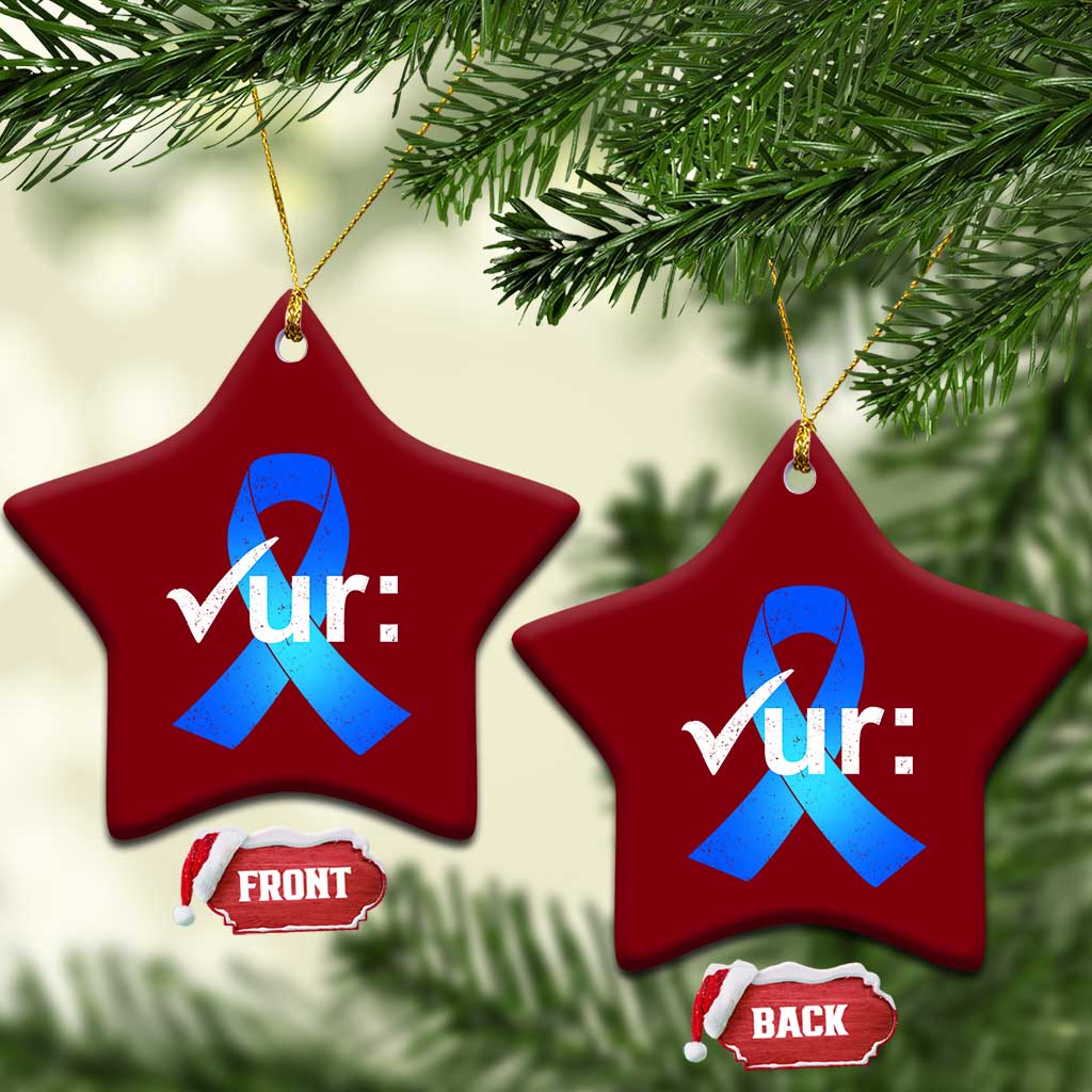 Colon Cancer Awareness Ceramic Ornament Blue Ribbon Colonoscopy Colorectal TS10 Print Your Wear